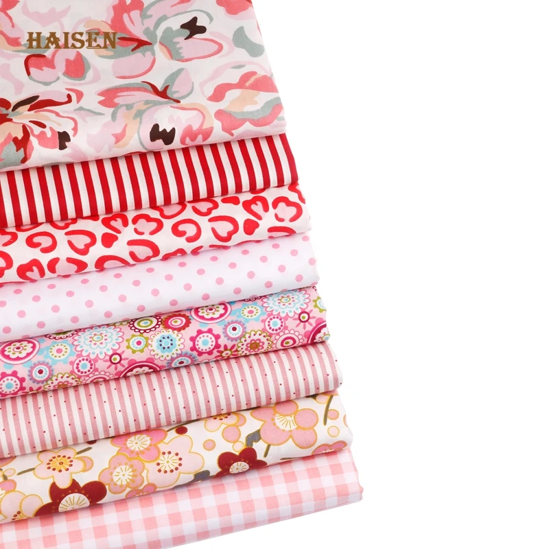 Printed Twill Cotton Fabric,Patchwork Cloth,DIY Sewing Quilting Material Calico For Baby&Child,8pcs 40x50cm New Pink Pattern Set