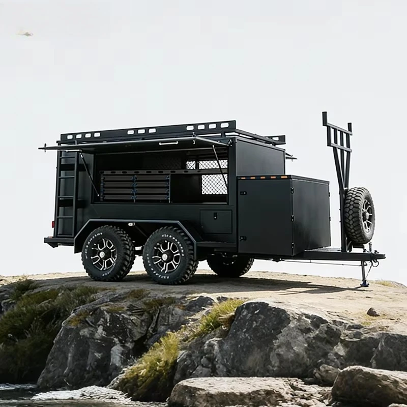 Builders Trailer Heavy Duty Powder Coated Tool Box Trailer With Roof Rack And Sliding Drawers