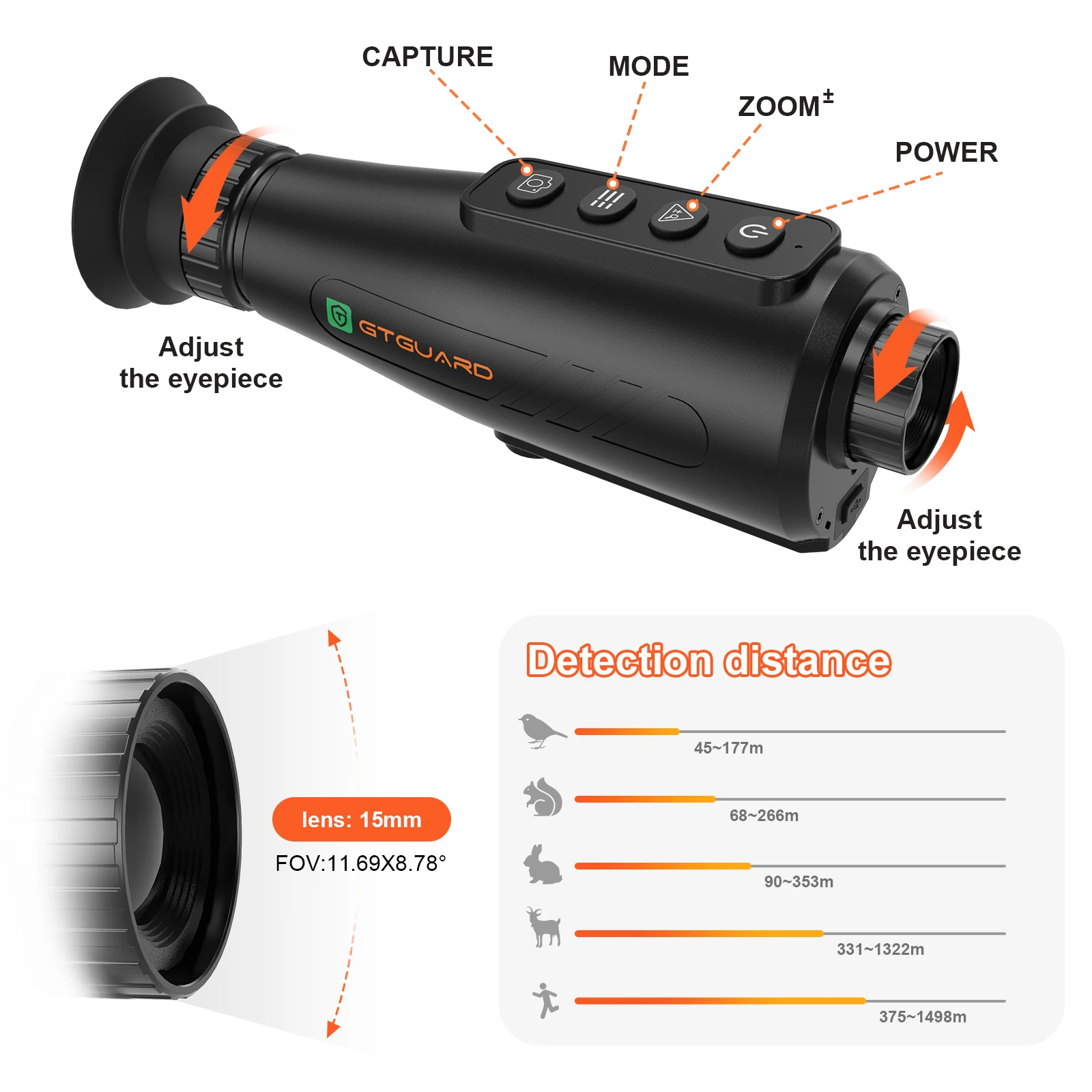 GTGUARD Ai15 التصوير الحراري أحادي العين 8X التكبير الرقمي 1.43in OLED HD عرض Ai فائق الدقة 384*288 للديكور المنزل #6