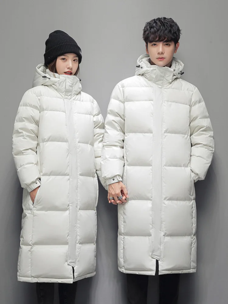 2024 New Mens Long Down Jacket -High-quality White Duck Down Hooded Jacket -30° Couple Thicked Warm Parkas 5XL Men Winter Coats