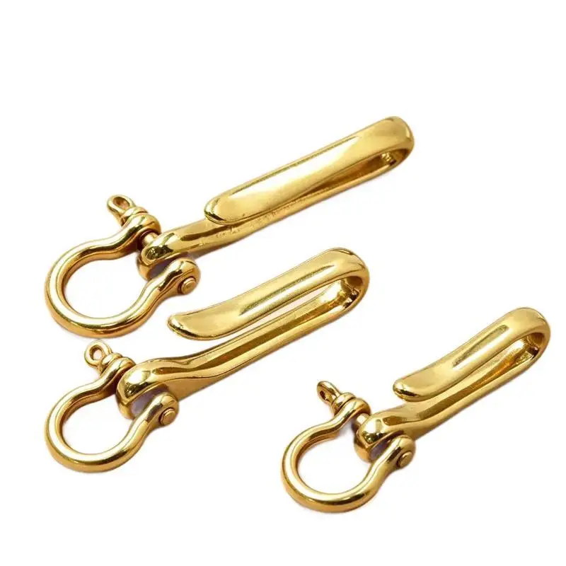 Gürtel-U-Haken aus Messing, Schlüsselanhänger, Retro-Vintage-Schlüsselring, Geldbörsen-Kettenhaken mit Schleifenschäkel, Fischhaken – Detail 9