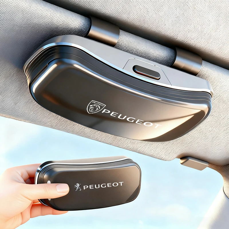 Auto-Sonnenblenden-Brillenbox, Aufbewahrungsbox für Sonnenbrillen, passend für Peugeot 208, 308, 206, 307, 207, 3008, 407, 508, 2008, 5008, 301, 406, 408, 607, Rifter