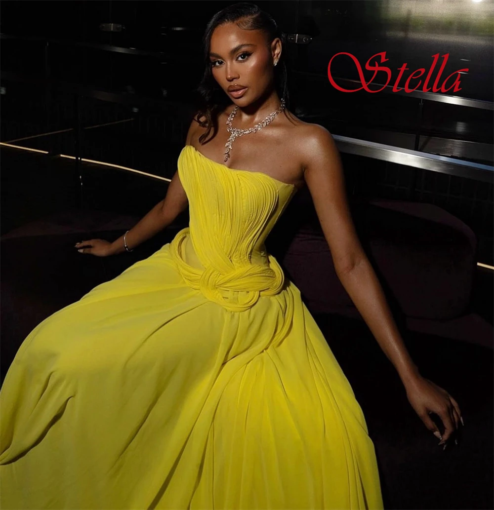 Robe de soirée personnalisée, Simple, sans bretelles, sans manches, en mousseline douce, robes de bal, tempérament froncé, robes d'occasion sur mesure