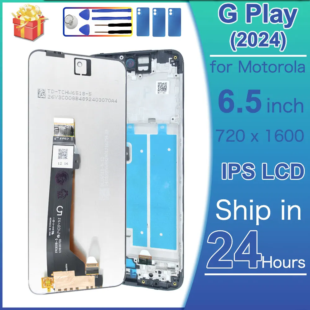 6.5" LCD for Motorola Moto G Play 2024 LCD Display Touch Screen Digitizer Replacement for Moto G Play 2024 XT2413 LCD with Frame