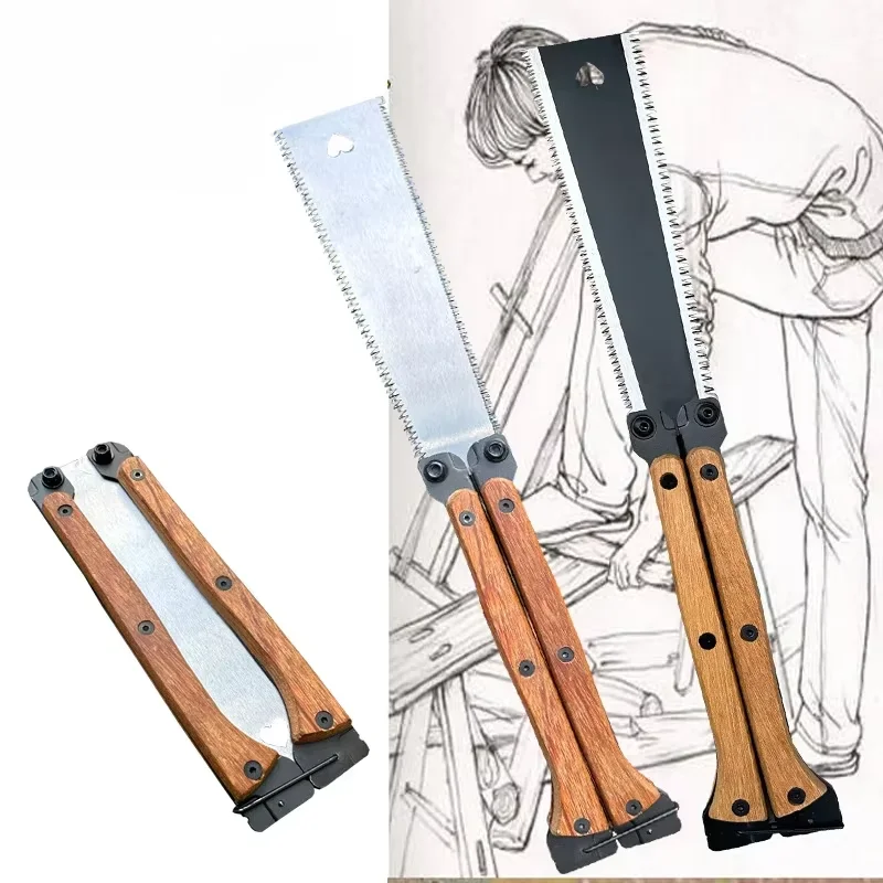

Multifunctional Folding Butterfly Saw Household Small Hand-held Logging Saw Woodworking Tool Saw Double-sided Grinding Hand Saw
