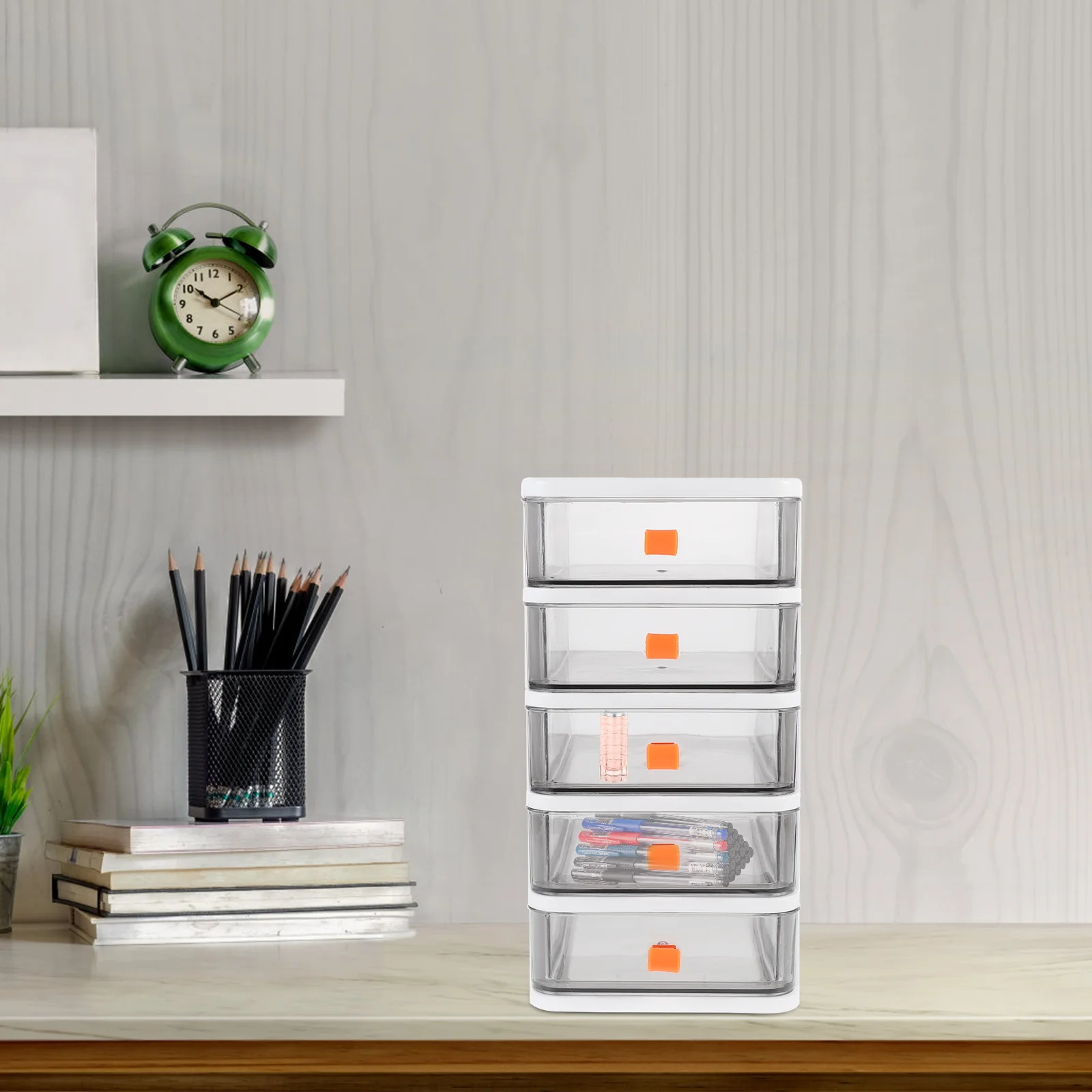 Desktop Storage Box Pp Stationary Organizer Multi-Drawer Transparent Office Study Room Organizer Large Capacity Mini Sundries