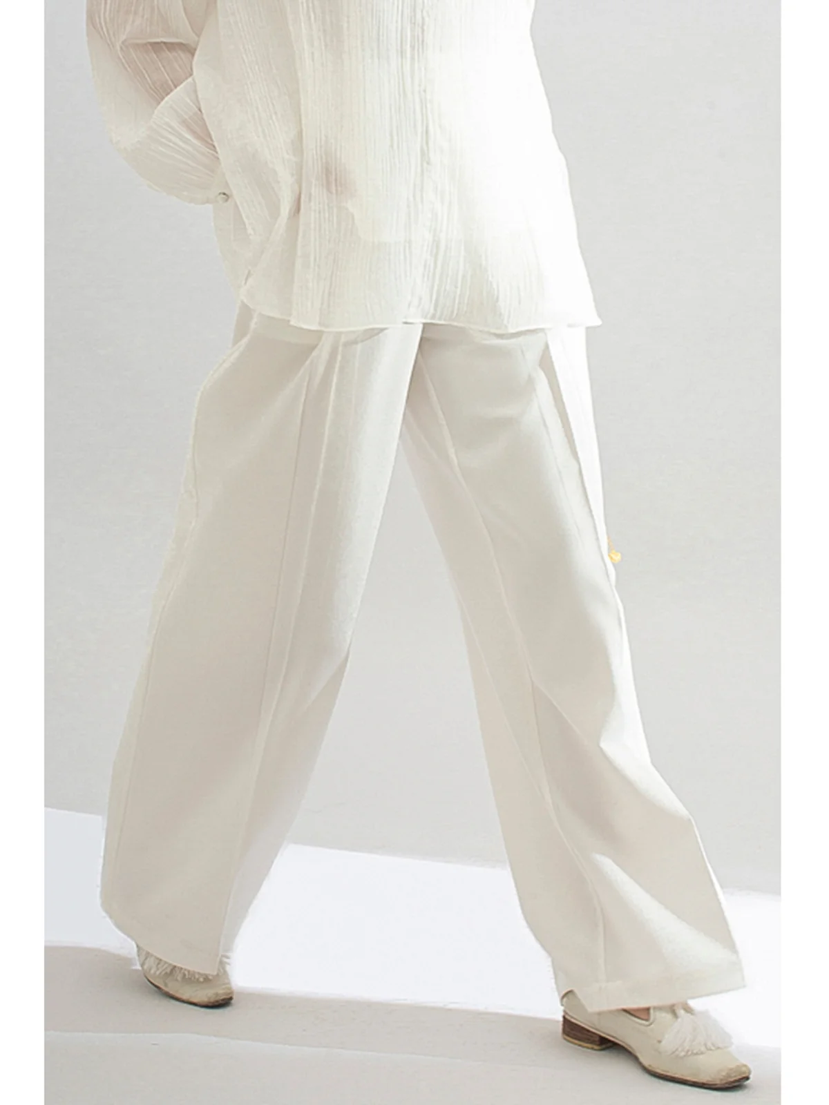 

Yuann Summer Vintage Casual Chic Wide Leg Pants High Waist Long Pants Women's Clothing Hepburn Sle Asymmetric Commute Wind