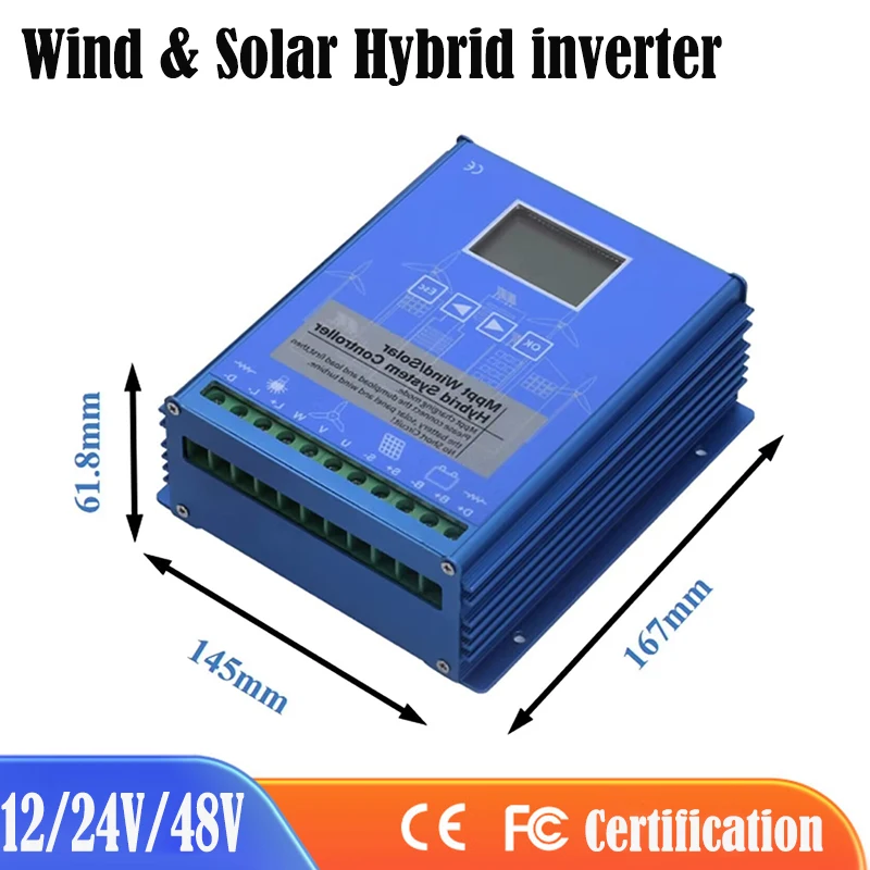 1500W MPPT Wind Solar Hybrid Controller Boost Charge 12V 24V 48V Free Dump Load Support Lithium Lifepo4 Lead Acid GEL Battery