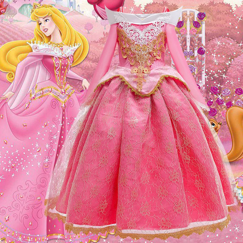 

Girl Aurora Princess Dresses Birthday Formal Dress Halloween Cosplay Sleeping Beauty Costume Carnival Party Princess Dress