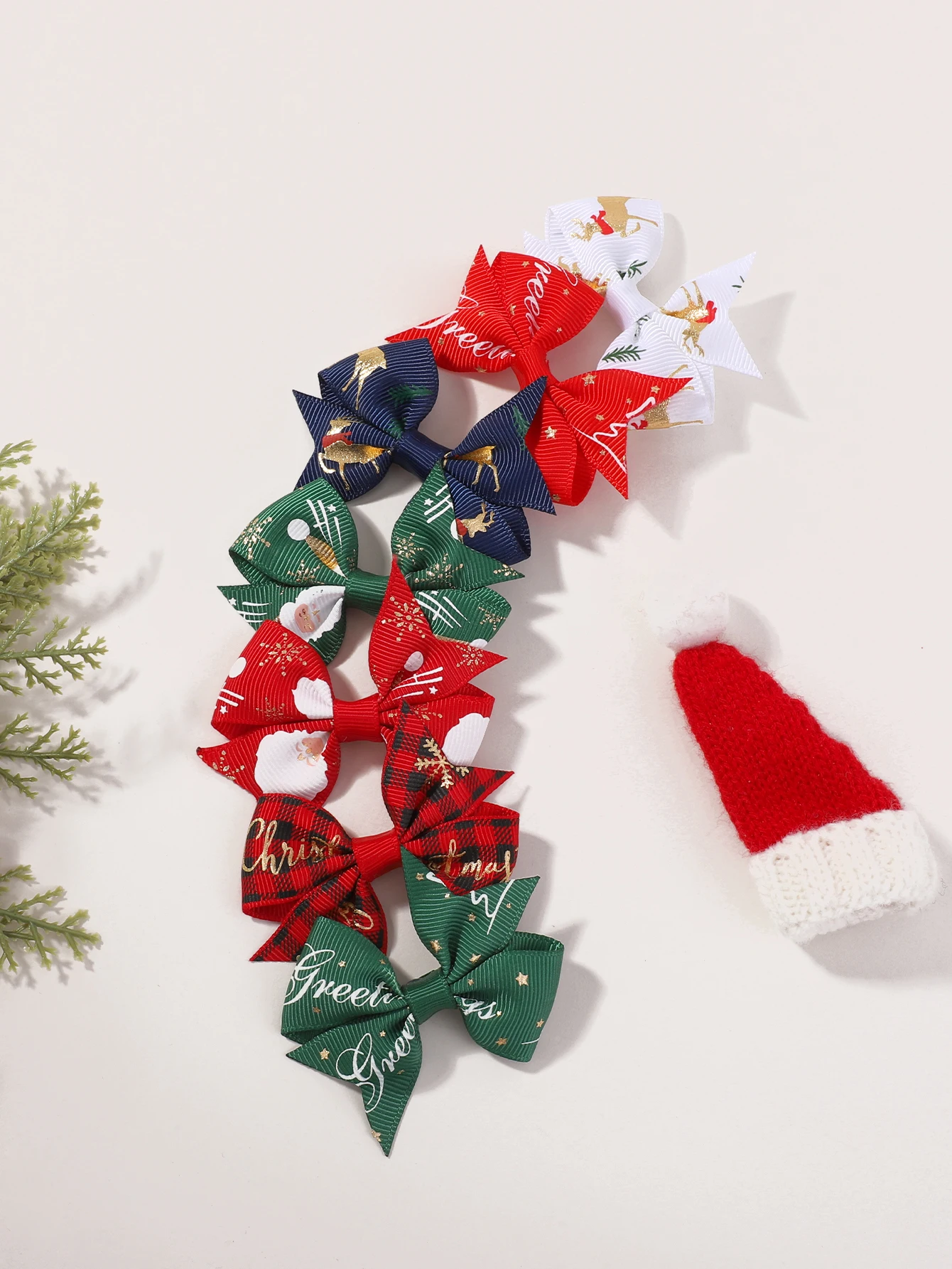 

8Pcs/Set Baby Girl Hair Accessories Cute Ribbon Bows Hair Clips for Kids Christmas Holiday Party Decor Hairpins Children's Gifts
