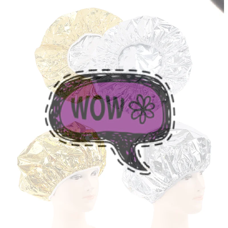 1Pcs Shower Cap Heat Insulation Aluminum Foil Insulation Hat Elastic Bathing Cap for Women Hair Perm Tool Barber Shop
