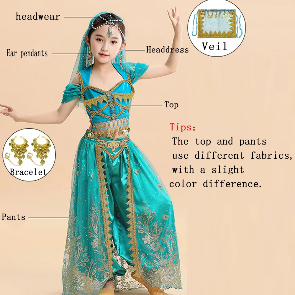 LOlanta India Belly Dance Dress Costumes for Kids Girls Short Sleeve Top Pants Oriental Performance Clothing IHalloween Outfits