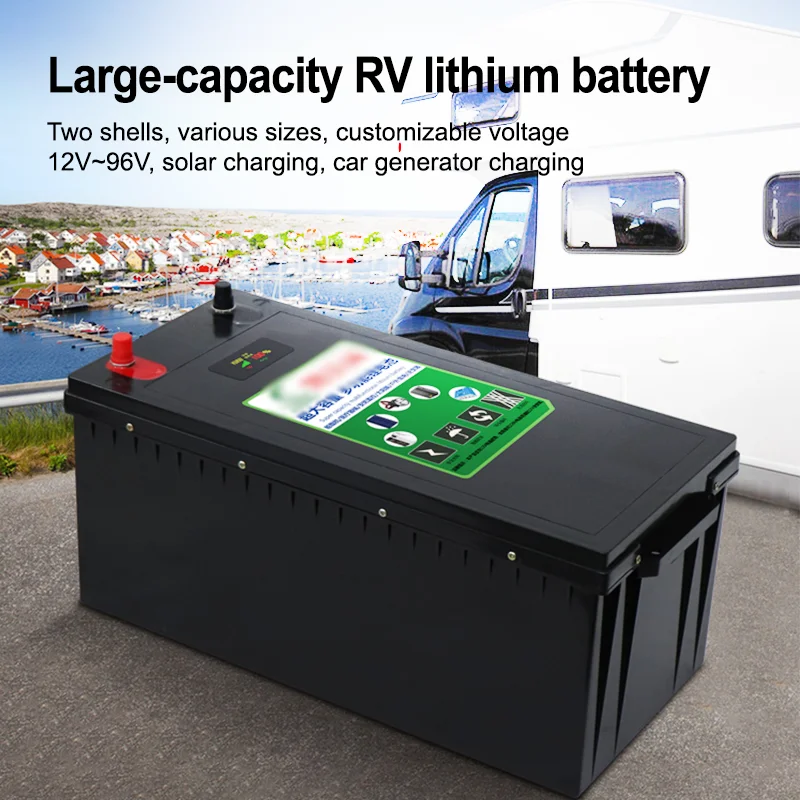 48V RV LiFePo4 Lithium Battery Pack Large Capacity 100AH 200AH Solar Charging Car Generator Charging Rechargeable Battery