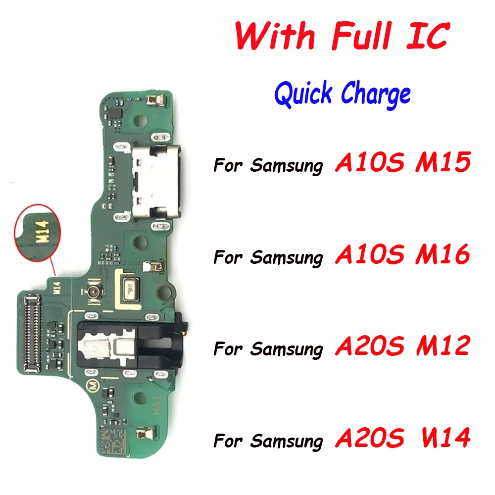 Tested For Samsung A10S A20S M12 M14 M15 M16 USB With Micro Charging Port Charger Dock Flex Cable With IC Microphone Board