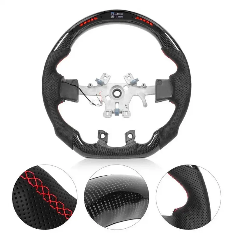 Carbon Fiber LED Steering Wheel for Dodge Ram 1500 2500 3500 2013‑2018 Perforated Leather Steering Wheel Replacement Accessories