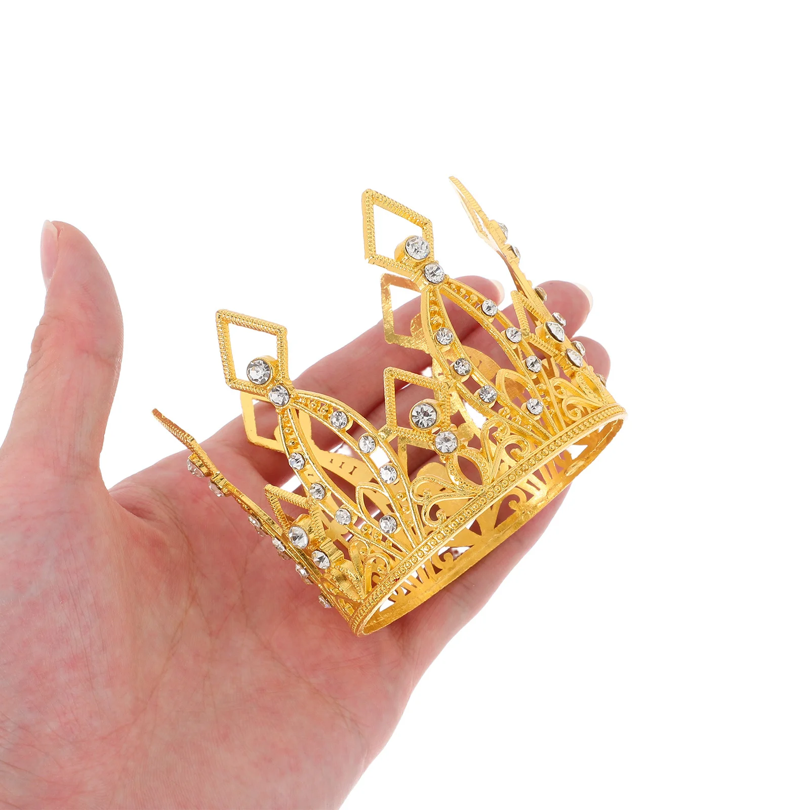 

2Pcs Mini Baroque Crown Cake Toppers Rhinestone Wedding Princess Decorations Elegant Bridal Birthday Party Favors