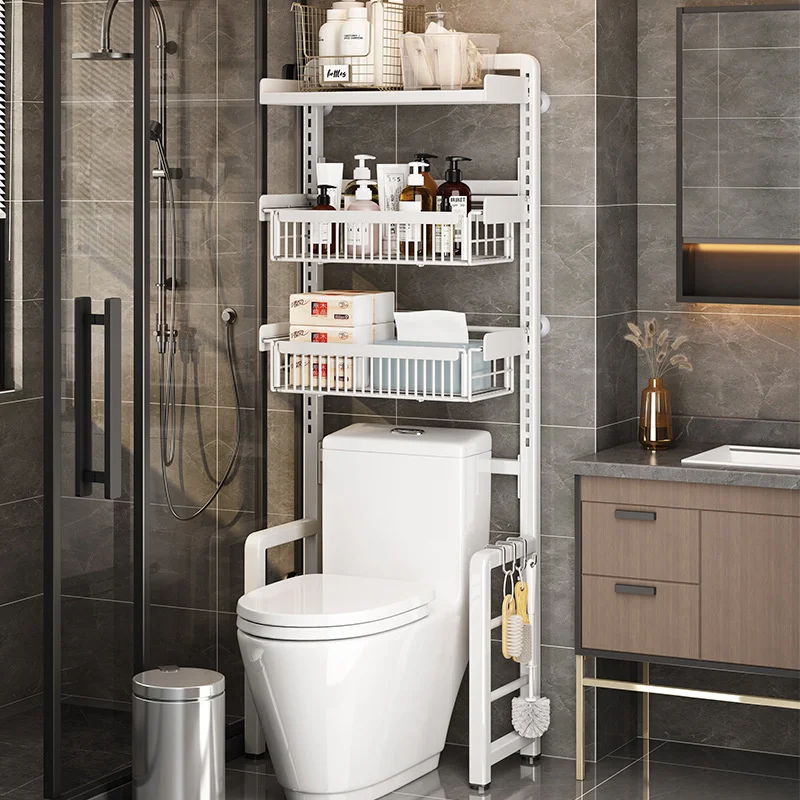 Adjustable Toilet Storage Rack Floor Suction Type Toothbrush Holder Above the Bathroom Rack Water Tank