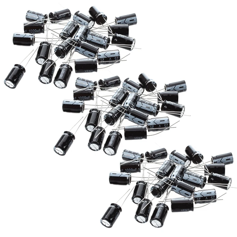 60 Pcs 1000UF 25V 105C Radial Electrolytic Capacitors Black 10X17mm