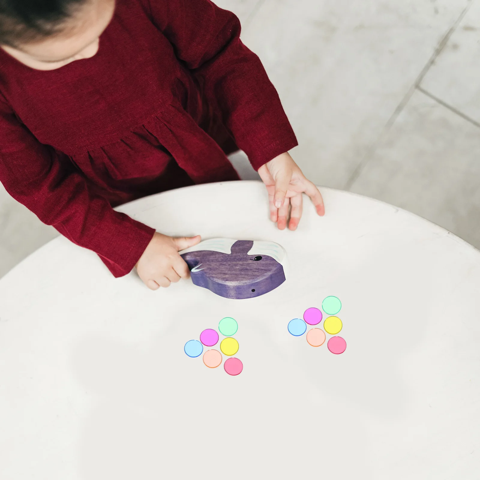 100 peças de plástico colorido redondo chips conjunto educacional científico bordas suaves crianças ferramenta de aprendizagem precoce chips redondos de plástico