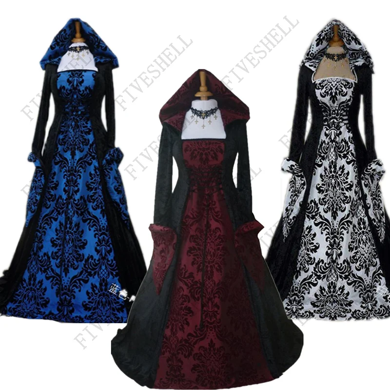 

2023 Renaissance Court Women Costume Medieval Maiden Fancy Halloween Cosplay Flare Sleeve Victorian Dress Vampire Wizard Costume