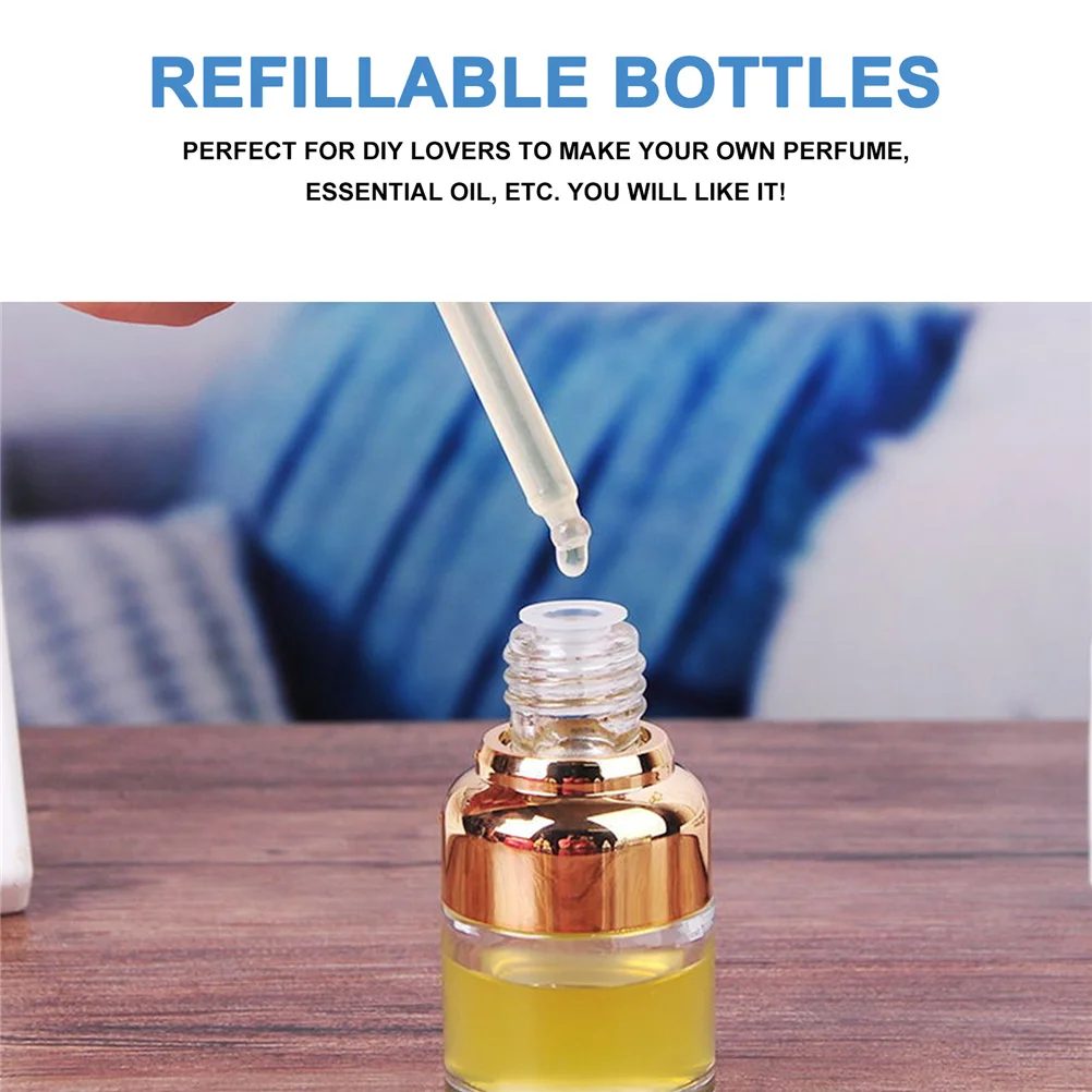 

5Pcs Glass Dropper Essential Oil Bottles Leak Proof Refillable Travel Sub Packaging Perfume Bottles for DIY Use