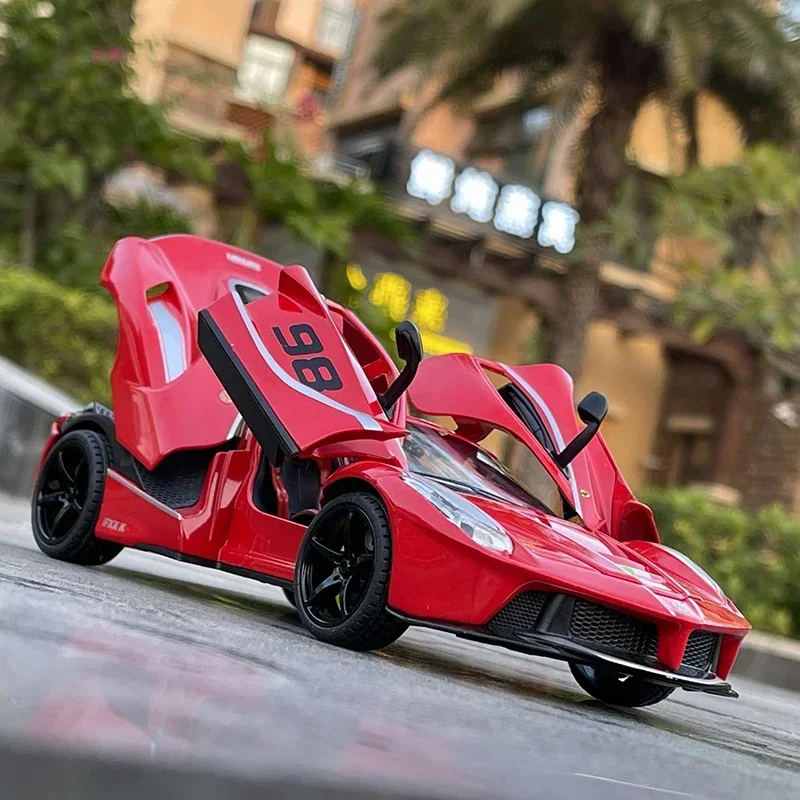 1/22 Ferrari FXXK Super Auto Legierung Auto Modell Sound Licht Zurückziehen Kinder Junge Metall Spielzeug Dekoration Kind Mini Auto Sammeln