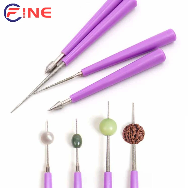 Diamond Tipped Bead Reamer Burr Beading Hole Enlarger Tools DIY Pearl Glass Jewelry Making Bead Reamer