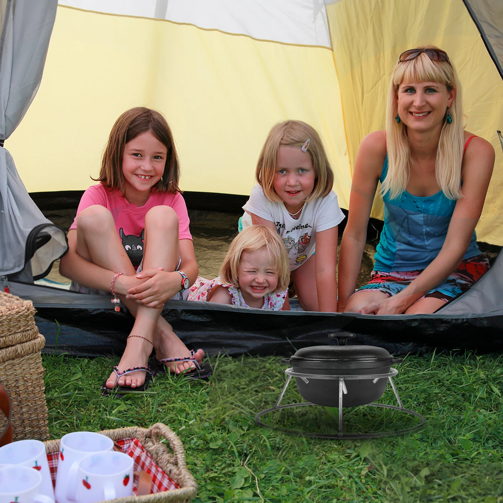 

Outdoor Camping Firewood Rack Pot Holder Iron Wok Support Stand Stove Pot Rack Fry Pan Holder Durable Wok