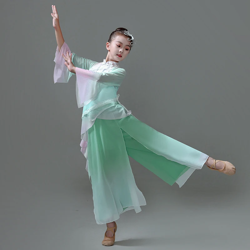 

Classical dance performance costume, girls' practice costume, Chinese dance, ethnic dance repertoire performance, fan dance set