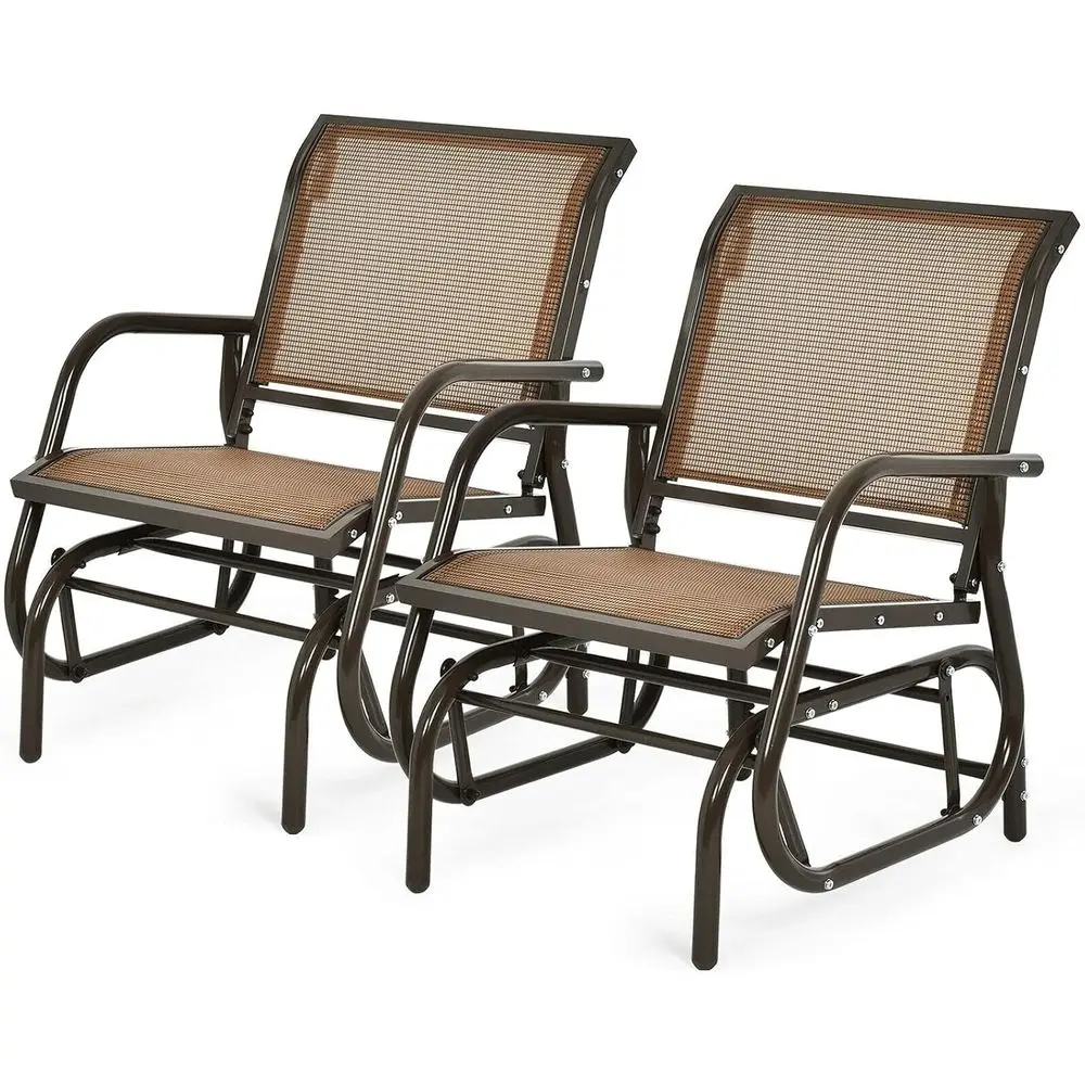 

Комплект из 2-х коричневых уличных качелей с удобными подлокотниками, идеально подходящих для отдыха на террасе, в саду и у бассейна.