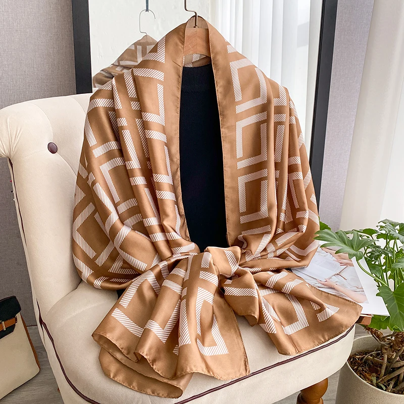 

Новый модный роскошный дизайнерский шарф-шаль с леопардовым принтом и полосками, высококачественный платок для осени и зимы, мусульманский головной убор