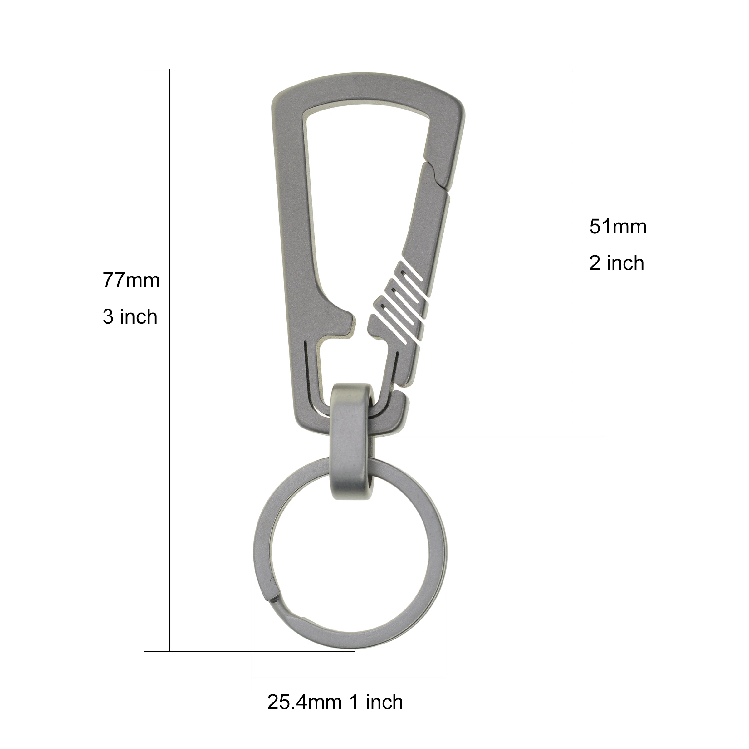 Unique TC4 Ti  titanium square snap spring self Lock Carabiner split ring Clasp Keychain FOB EDC house warming gift