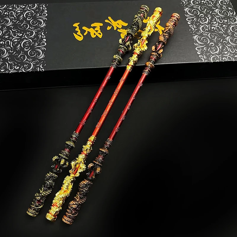 22 cm Schwarzer Mythos Monkey King Wukong Ganzmetall-Handwerk Ruyi Goldener Knüppel Ornament Modell Requisiten Schreibtischdekoration Spielperipherie