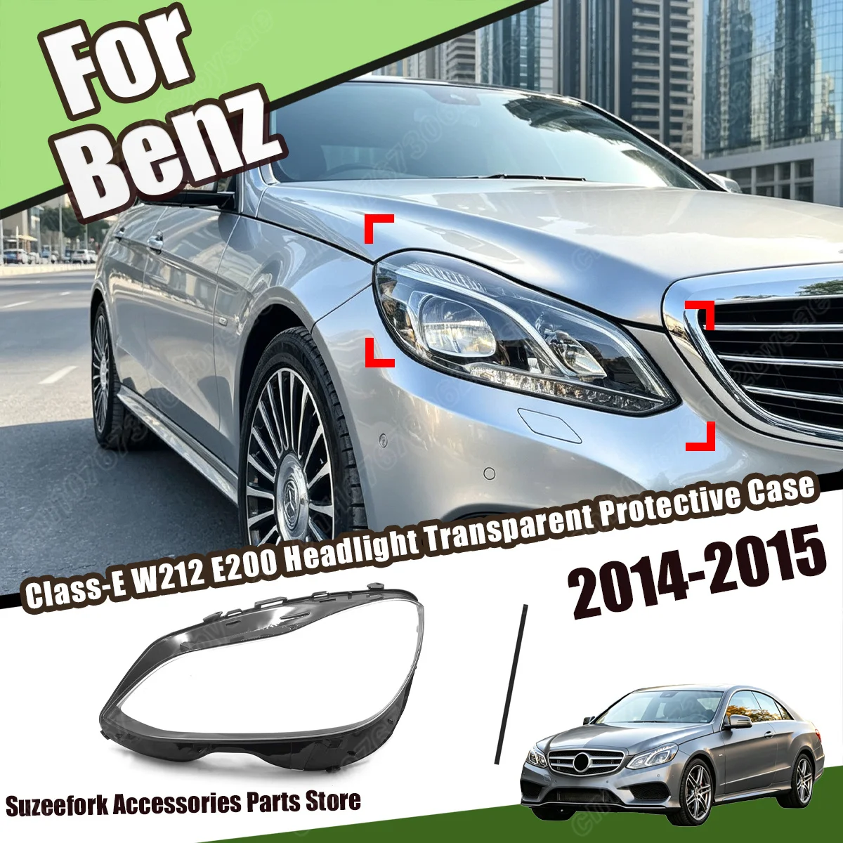 For Mercedes Benz Class-E W212 E200 2014 2015 Headlight Transparent Protective Case Light Shade Automobile Decorate Parts