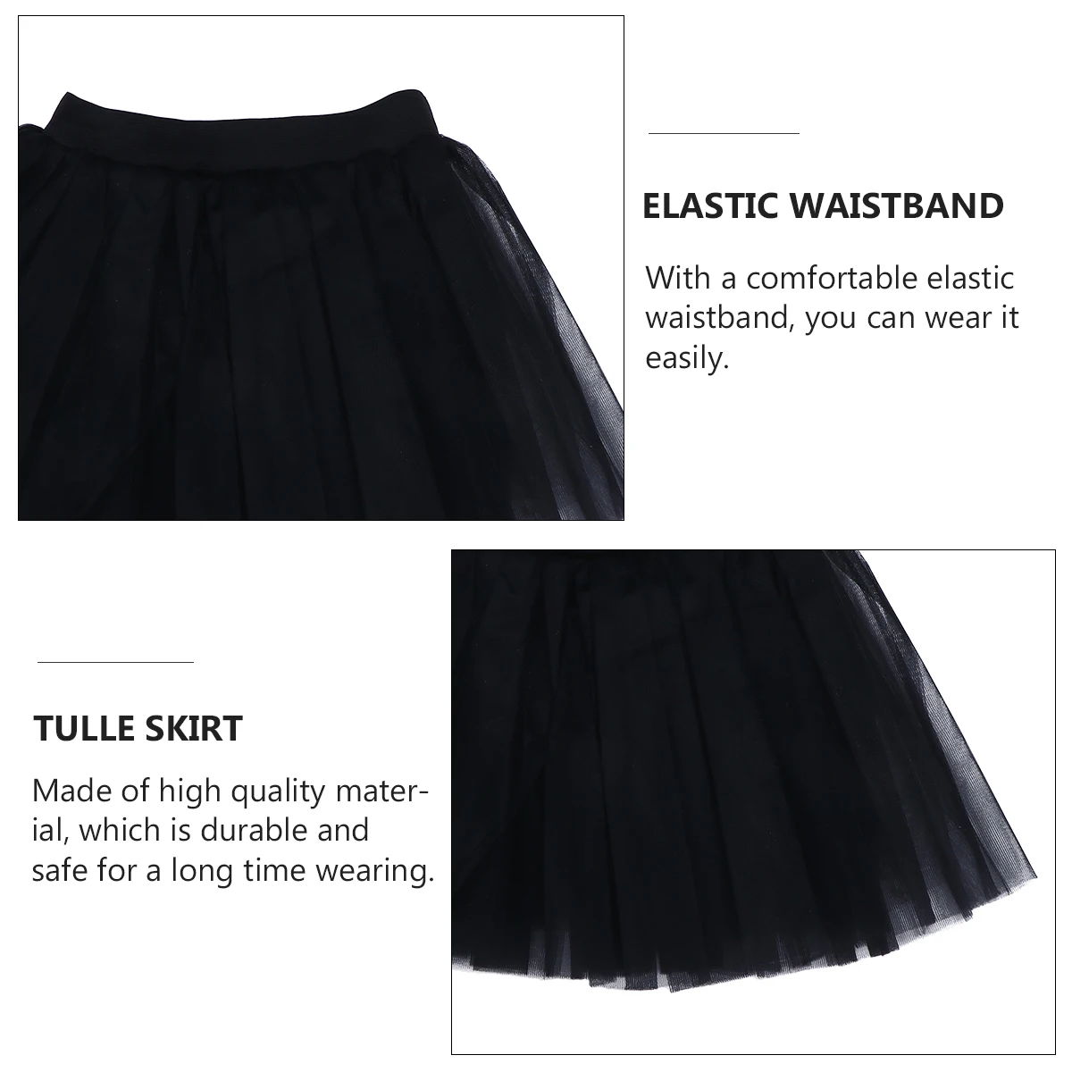 

Three-layer Tutu Skirt Women Kids Gauze Party Dress Black Red Short Breathable Elastic Waistband Halloween Christmas