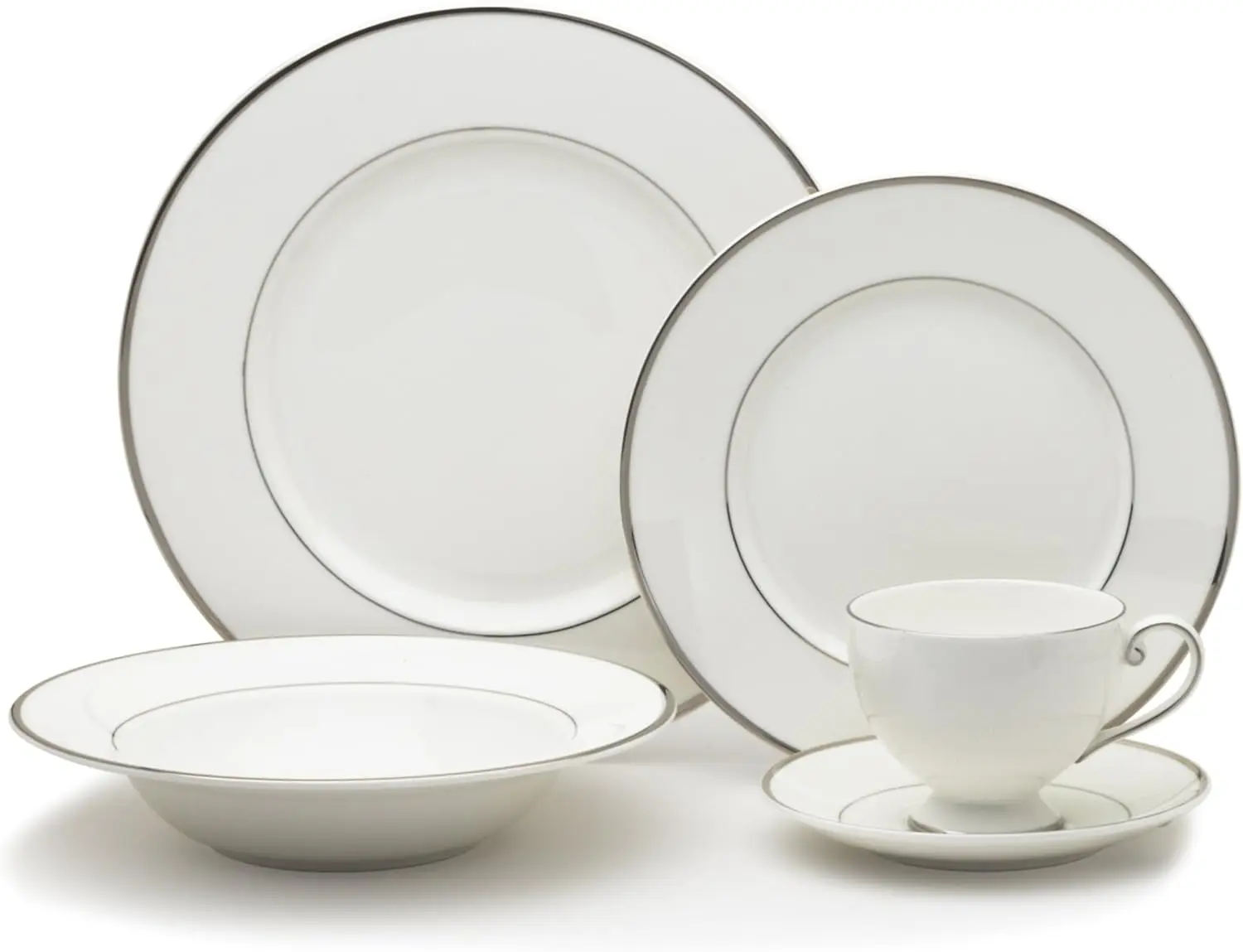 Platinum 40-Piece Dinnerware Set, Dinner,Salad,Cereal, Fruit, Service for 8,White