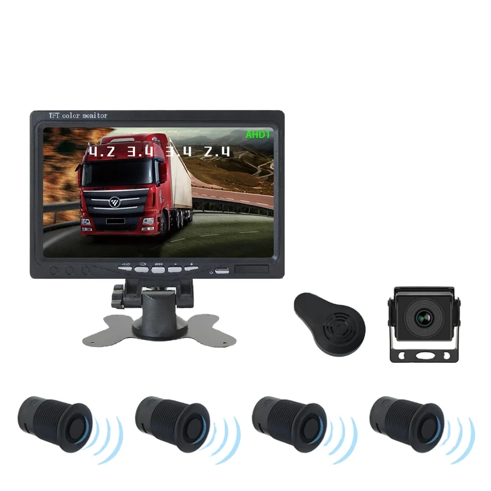 【Hot Selling】PZ903 Truck Reverse Parking System with LED Display Rear View Backup   4 Sensor Waterproof Auto White Security