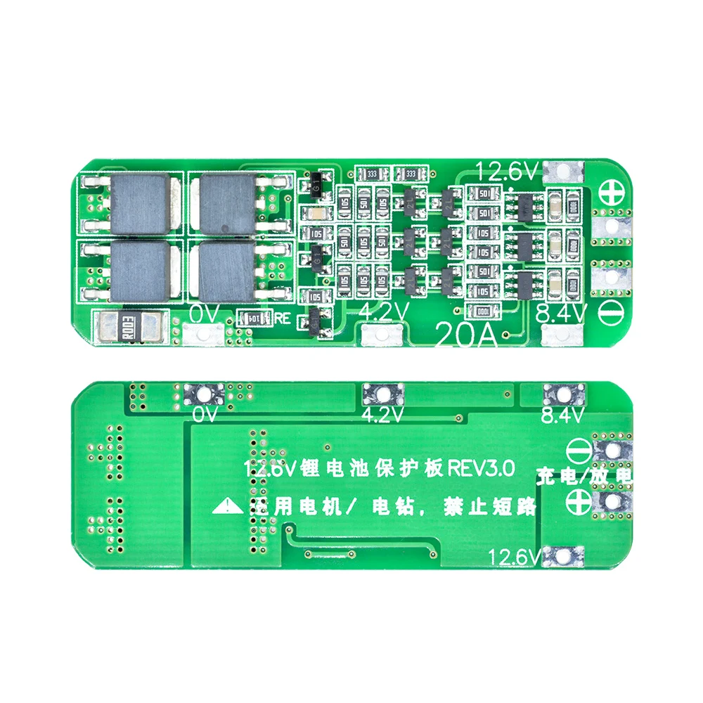 3S 20A Li-ion Lithium Battery 18650 Charger PCB BMS Protection Board For Drill Motor 12.6V Lipo Cell Module 64x20x3.4mm