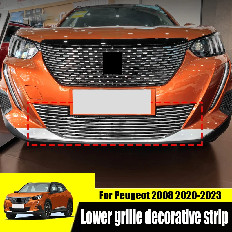 

for Peugeot 2008 2022 2023 Aluminum alloy material lower grille decorative strip