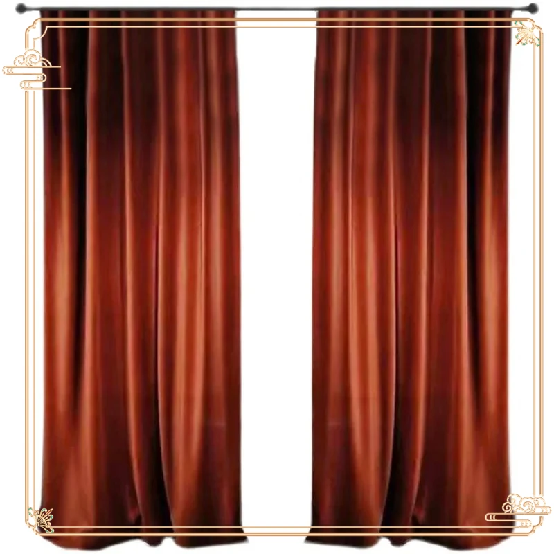 XD-Light Luxury Retro Australian Wool Velvet Caramel Curtains Nordic Living Room Bedroom Balcony Blackout Velvet Cloth Dining