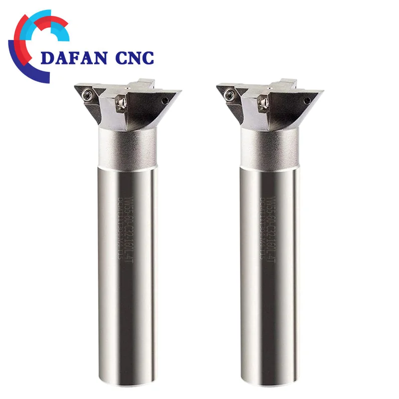YW 45°/55°/60°/70°/75° CNC Dovetail Groove Milling Cutter, DCMT/Vcmt Blades, for Internal Hole V-Groove Machining