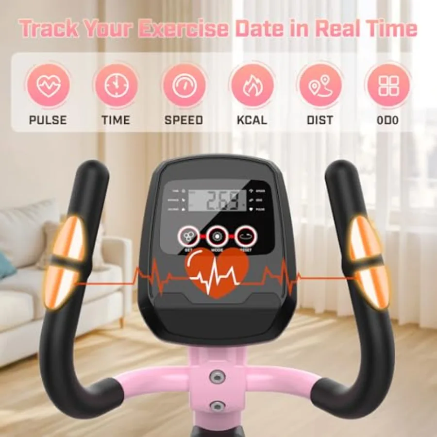 Home elliptical machine with ultra-quiet magnetic resistance system, black steel frame, 14 resistance levels and 15-inch stride