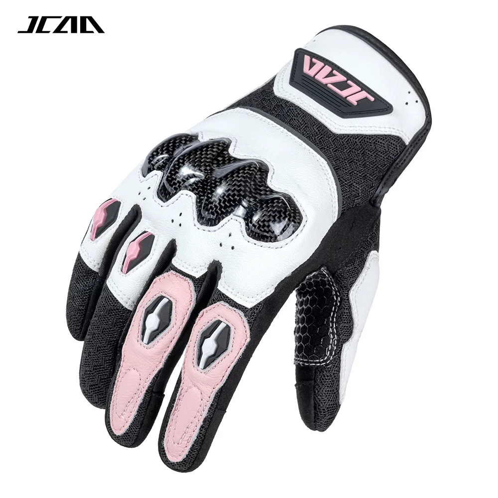 

Летние женские розовые мотоциклетные перчатки для езды на мотоцикле, сенсорные, для мотокросса, квадроцикла, MTB, дышащие, сетчатые, с карбоновой защитой