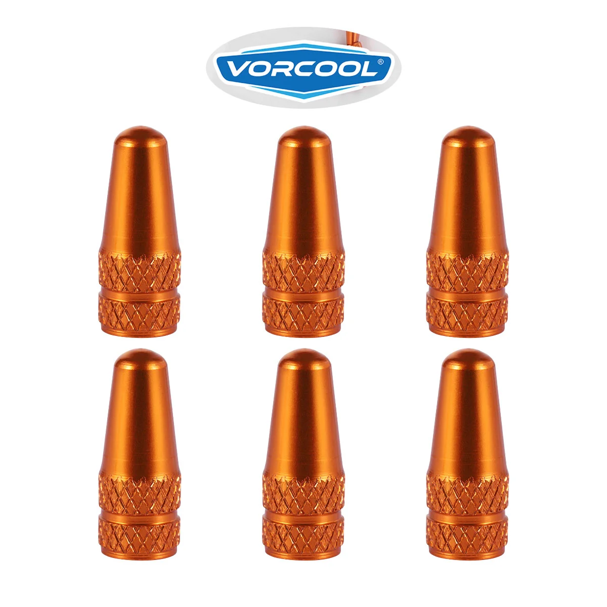 VORCOOL 6 Pcs Aluminum Alloy French Caps for Road Bike Mountain Bike Tyre Air Caps Dust Covers (Orange)