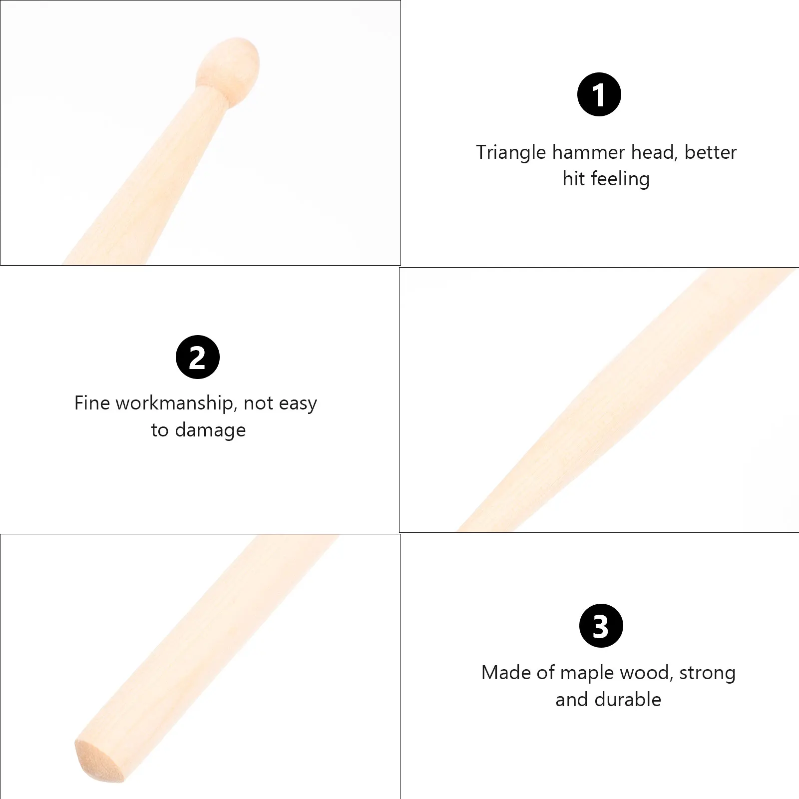 

4pcs 2 Pairs Durable Maple Drumsticks For Stage Performance Universal Percussion Instrument Stick Wooden Drum Sticks Music