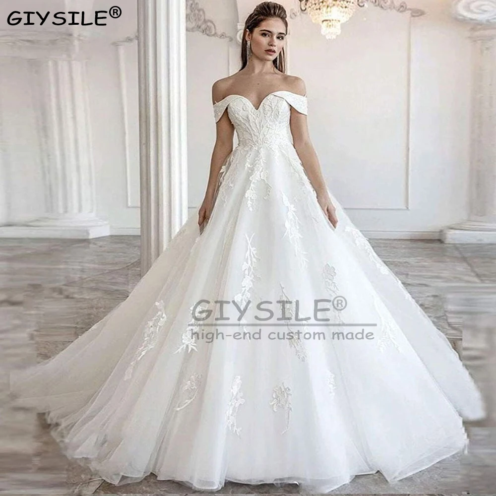 

GIYSILE Customized Wedding White Dresses Made Appliques Lace Sweetheart Neck A-Line Simple Bridal Gowns Vestidos De Novia 2025