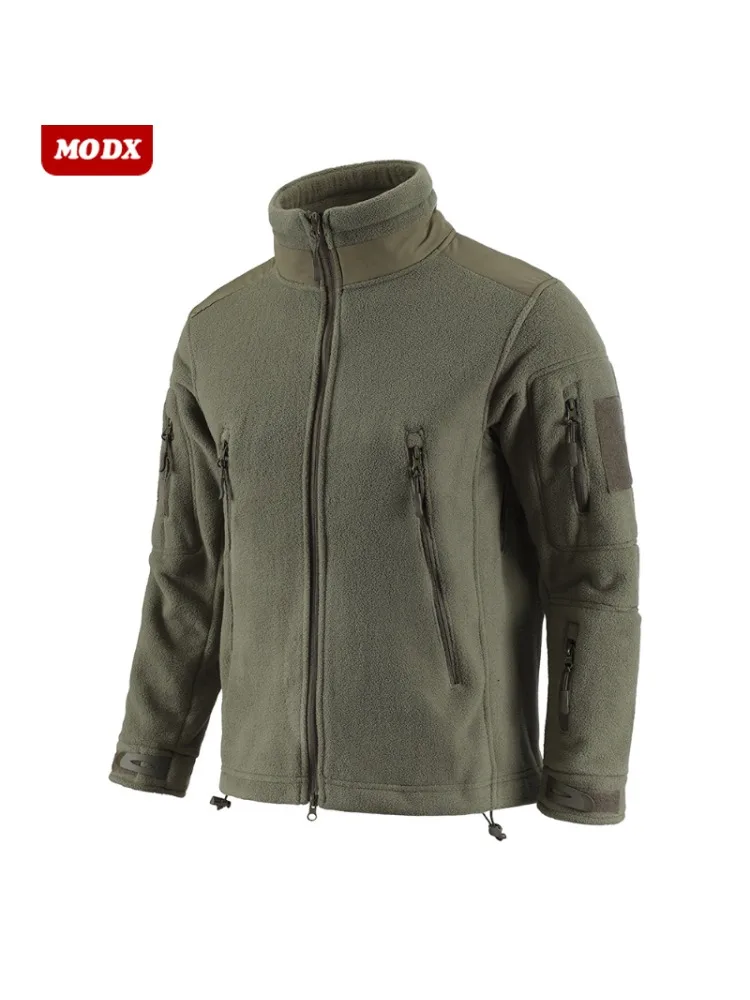 New Thick Men Outdoor Camouflage Warm Jacket Stand Collar Double Sided Polar Fleece Coat Sports Cycling Hiking Tactics Outwear — zdjęcie 2