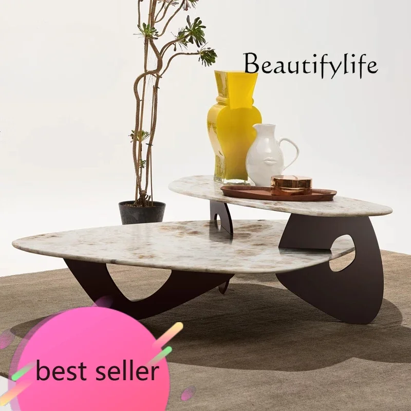 

BJ Nordic Style High And Low Coffee Table Study Casual Tea Table Model Room Modern Simple Marble Tea Table