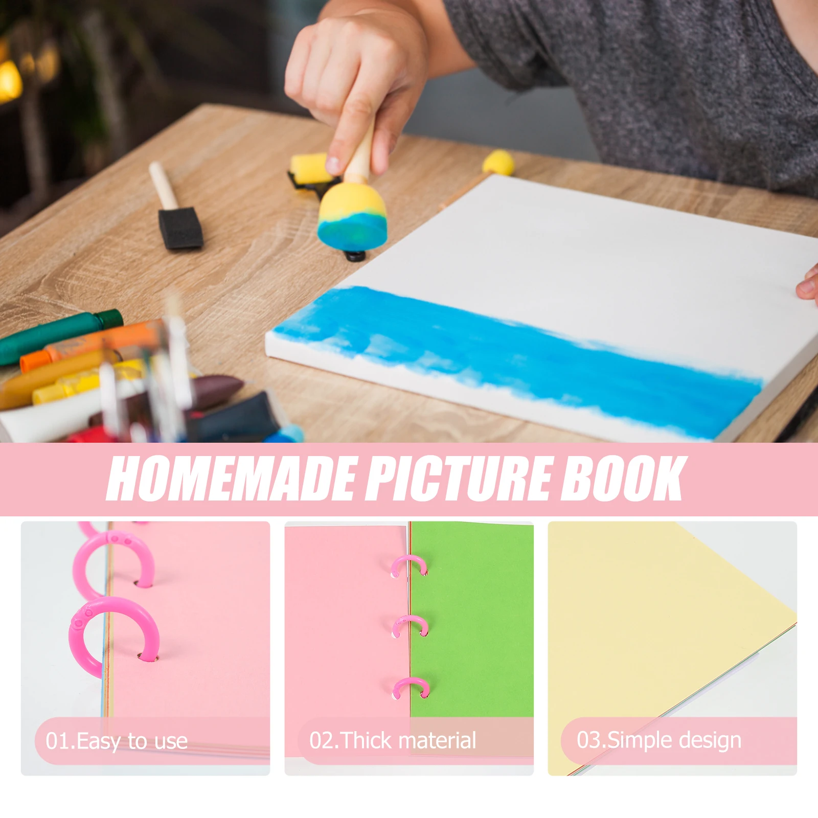 

3 Sets Spiral Bound Blank Book Diy Hand Painted Kit Thick Durable Paper Sketch Book Making Supplies For Kids Parent Creative