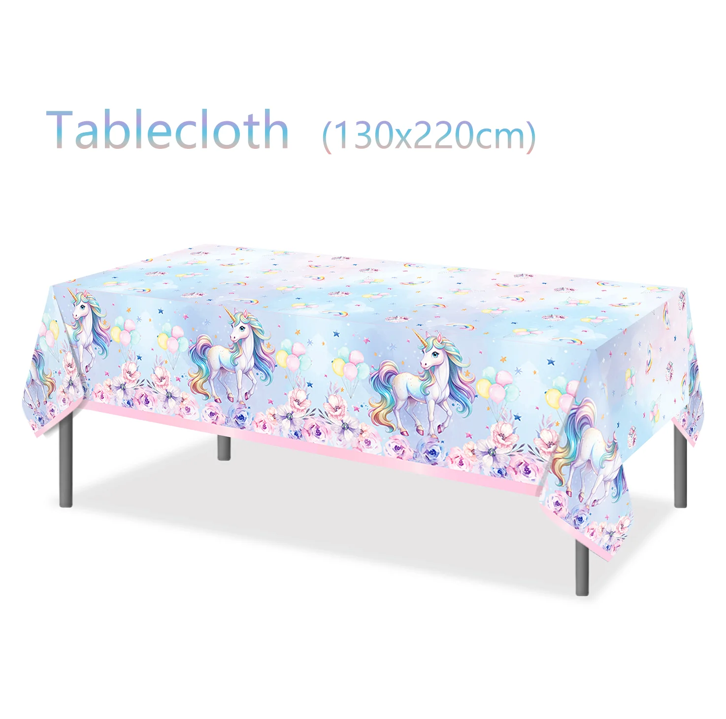 Einhorn Einweggeschirr Teller Servietten Tischdecke Cupcake-Ständer für Geburtstagsdekoration Partyzubehör – Detail 16